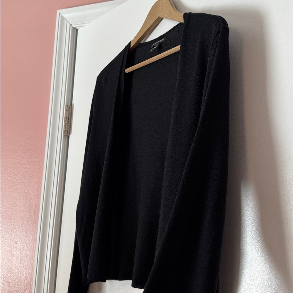 Eileen Fisher Black Open-Front Cropped Cardigan - Picture 6 of 7
